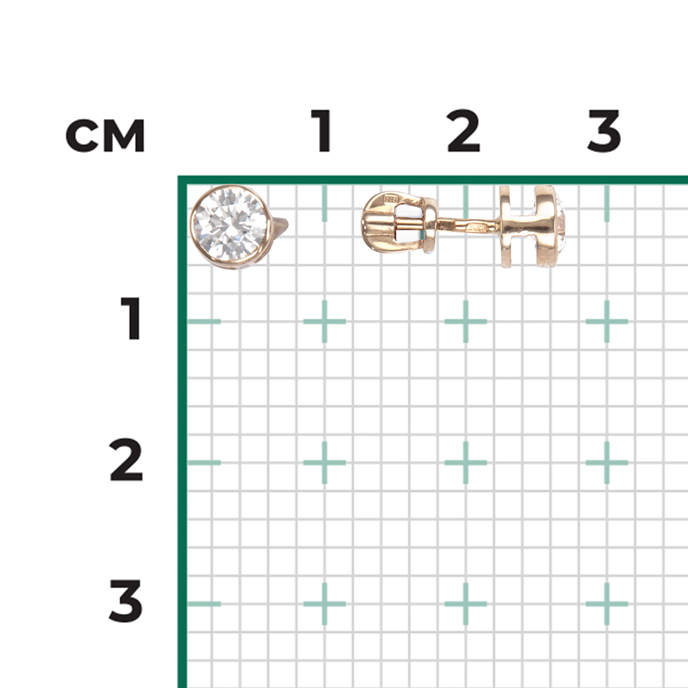 Серьги-пусеты из красного золота с фианитом 02-0295-00-501-1110-38