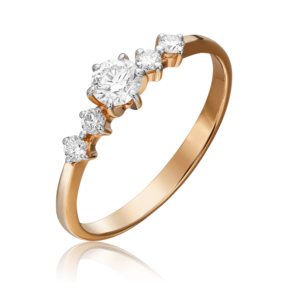 Кольцо из красного золота с фианитами 01-0465-00-401-1110