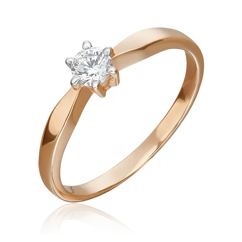 Помолвочное кольцо из красного золота с фианитом 01-0525-00-501-1110-38