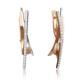 Серьги с английским замком из красного золота с фианитами 02-4326-00-401-1110