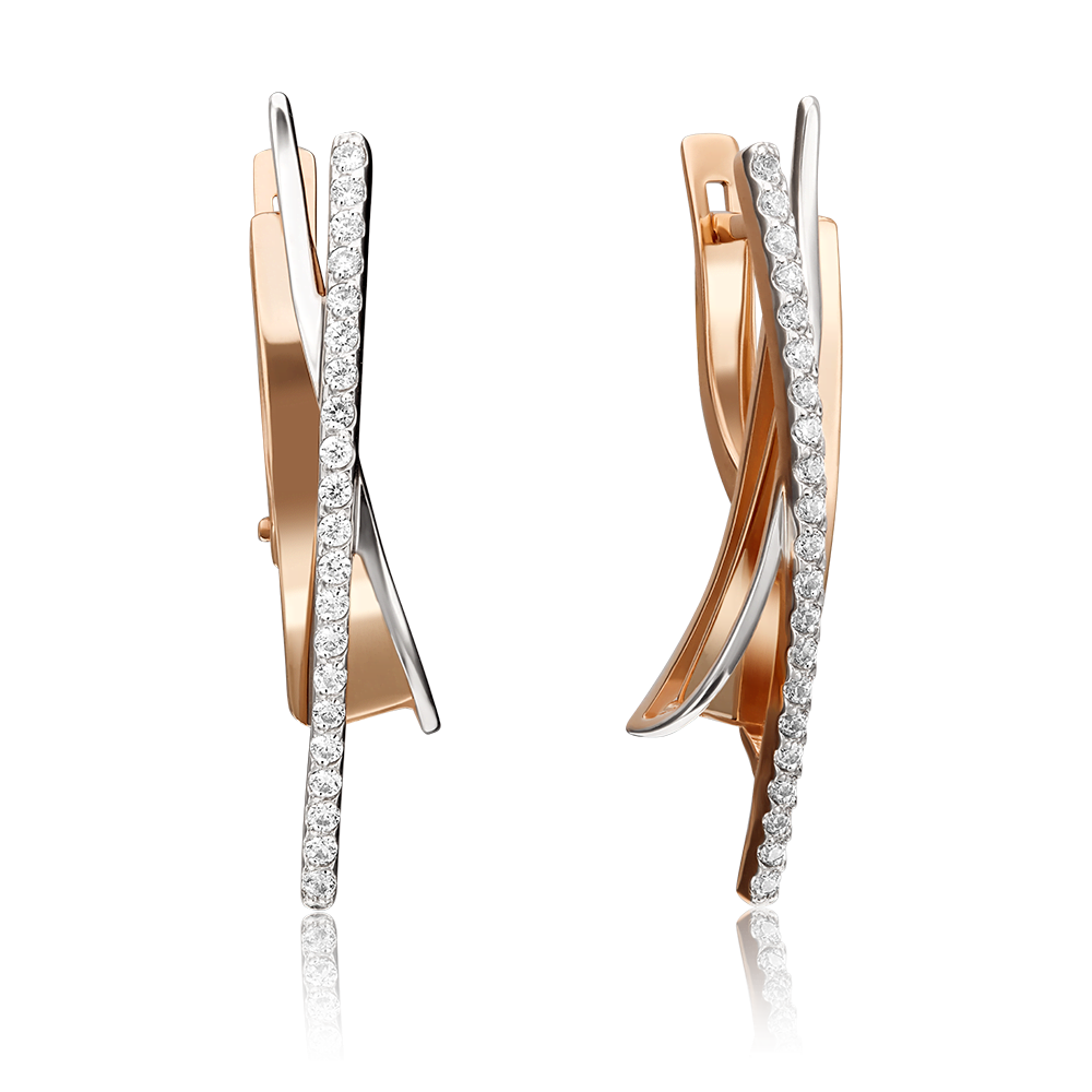 Серьги с английским замком из красного золота с фианитами 02-4326-00-401-1110