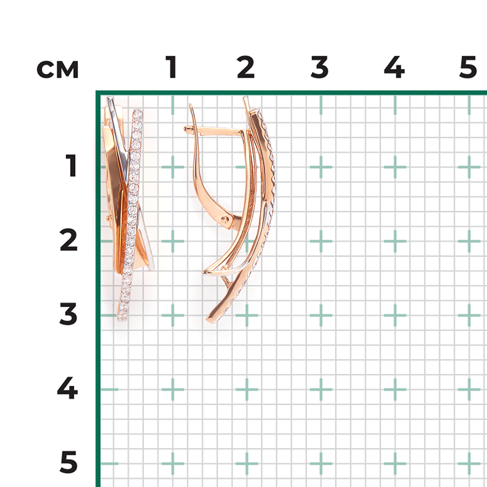 Серьги с английским замком из красного золота с фианитами 02-4326-00-401-1110