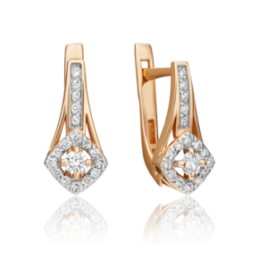 Серьги с английским замком из красного золота с бриллиантами