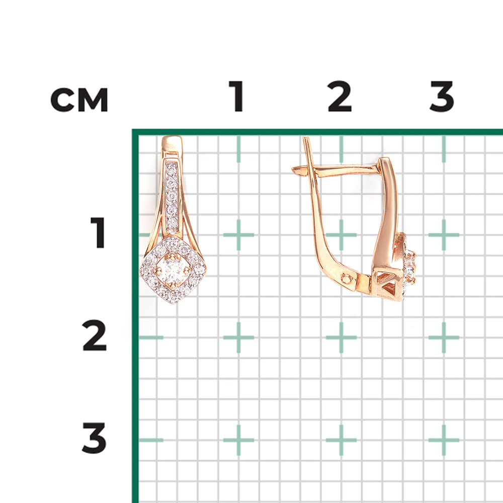 Серьги с английским замком из красного золота с бриллиантами 02-0882-00-101-1110-30