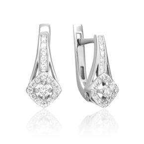 Серьги с английским замком из белого золота с бриллиантами 02-0882-00-101-1120-30