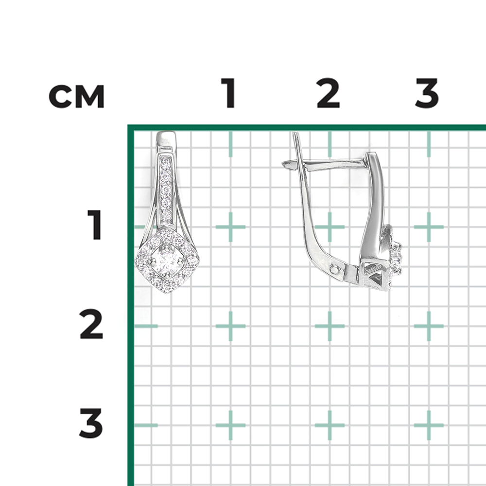 Серьги с английским замком из белого золота с бриллиантами 02-0882-00-101-1120-30