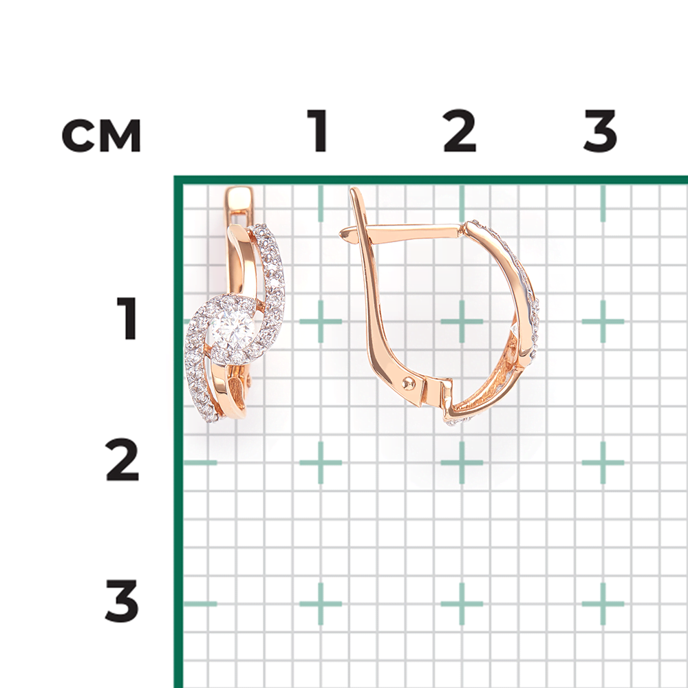Серьги с английским замком из красного золота с бриллиантами 02-0884-00-101-1110-30