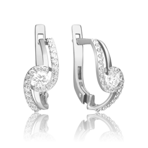 Серьги с английским замком из белого золота с бриллиантами 02-0884-00-101-1120-30