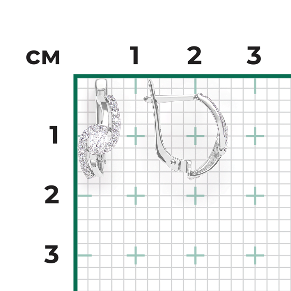 Серьги с английским замком из белого золота с бриллиантами 02-0884-00-101-1120-30