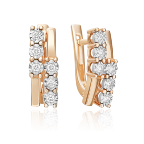 Серьги с английским замком из комбинированного золота с бриллиантами