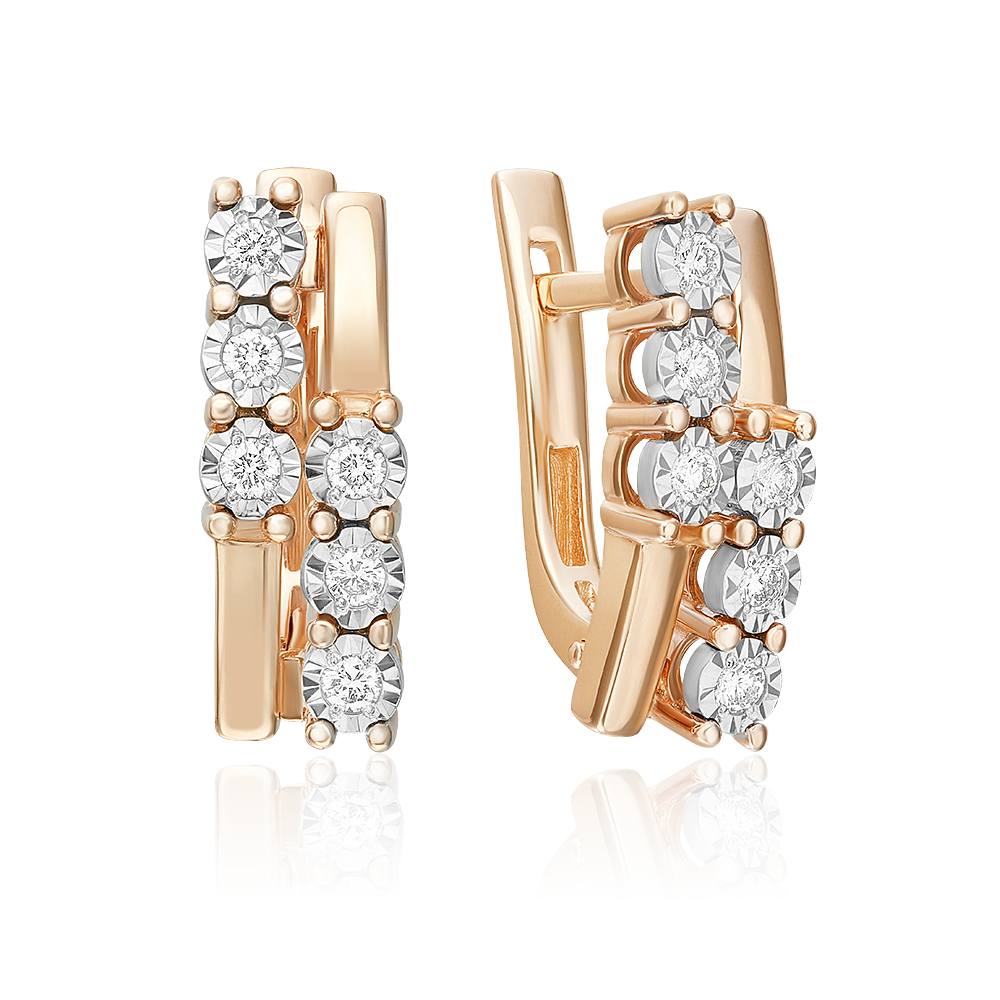 Серьги с английским замком из комбинированного золота с бриллиантами 02-5273-00-101-1111