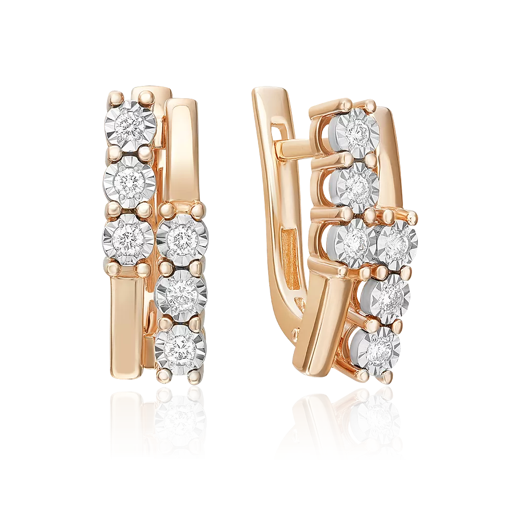 Серьги с английским замком из комбинированного золота с бриллиантами 02-5273-00-101-1111