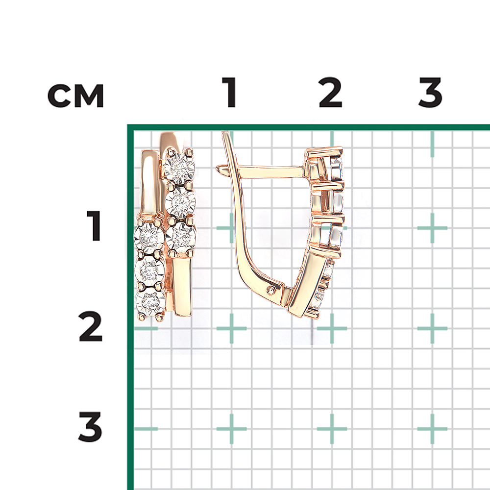 Серьги с английским замком из комбинированного золота с бриллиантами 02-5273-00-101-1111