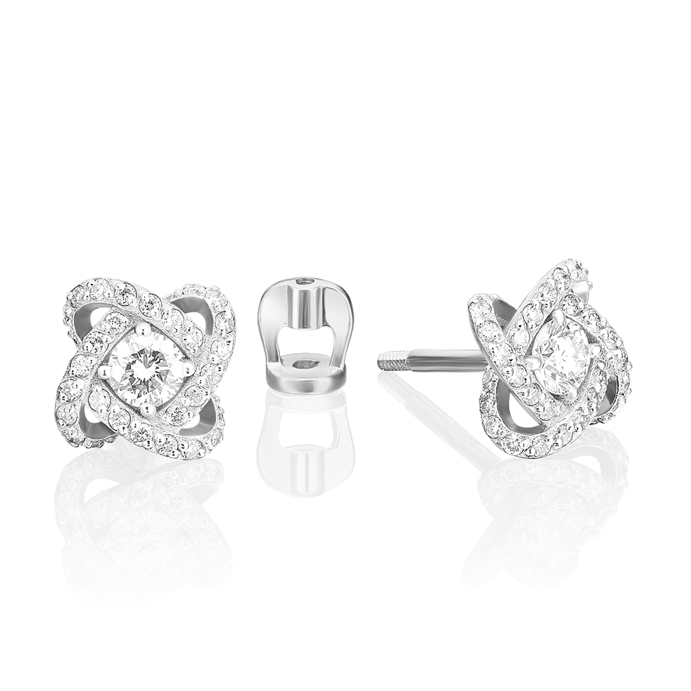 Серьги-пусеты из белого золота с бриллиантами 02-0838-00-101-1120-30