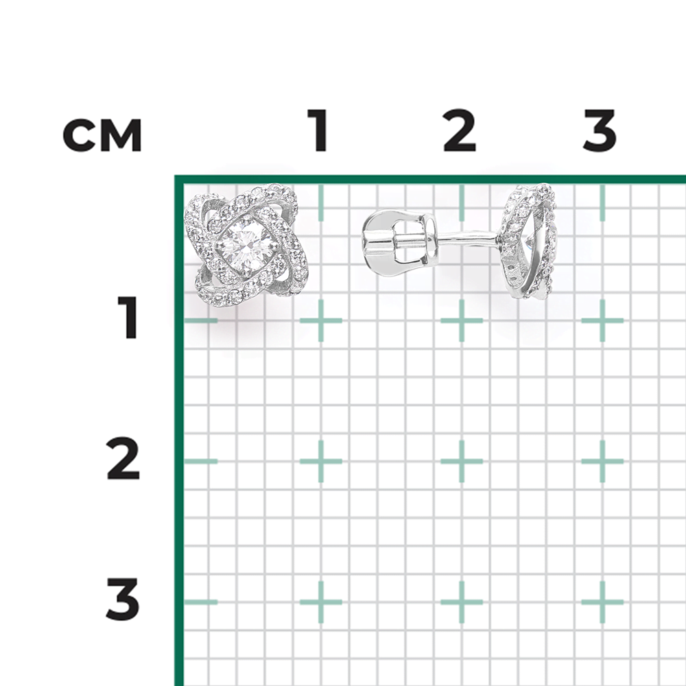 Серьги-пусеты из белого золота с бриллиантами 02-0838-00-101-1120-30
