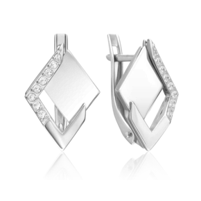 Серьги с английским замком из белого золота с фианитами 02-5124-00-401-1120
