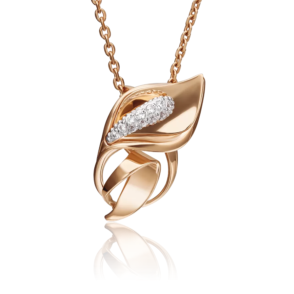 Подвеска «Калла» из красного золота с фианитами 03-2936-00-401-1110-23