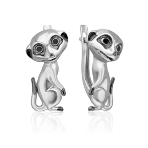 Серьги «Сурикаты» с английским замком из серебра с эмалью 02-5115-00-000-0200