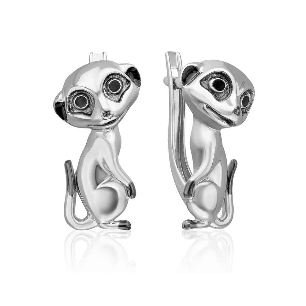 Серьги «Сурикаты» с английским замком из серебра с эмалью 02-5115-00-000-0200