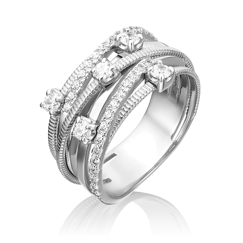 Кольцо из белого золота с фианитами 01-5367-00-401-1120-24