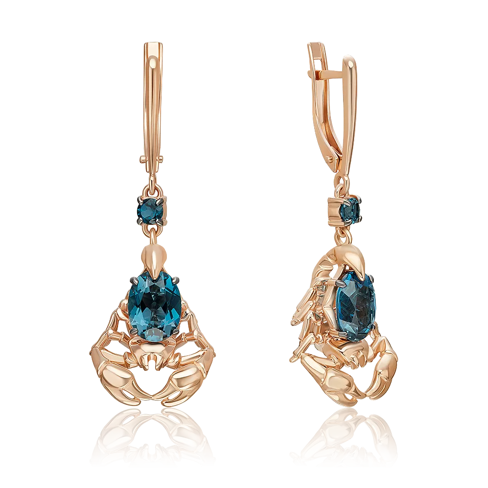 Серьги «Скорпионы» из красного золота с топазами 02-5279-00-201-1110