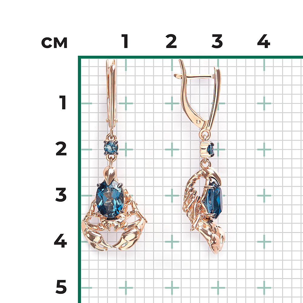 Серьги «Скорпионы» из красного золота с топазами 02-5279-00-201-1110