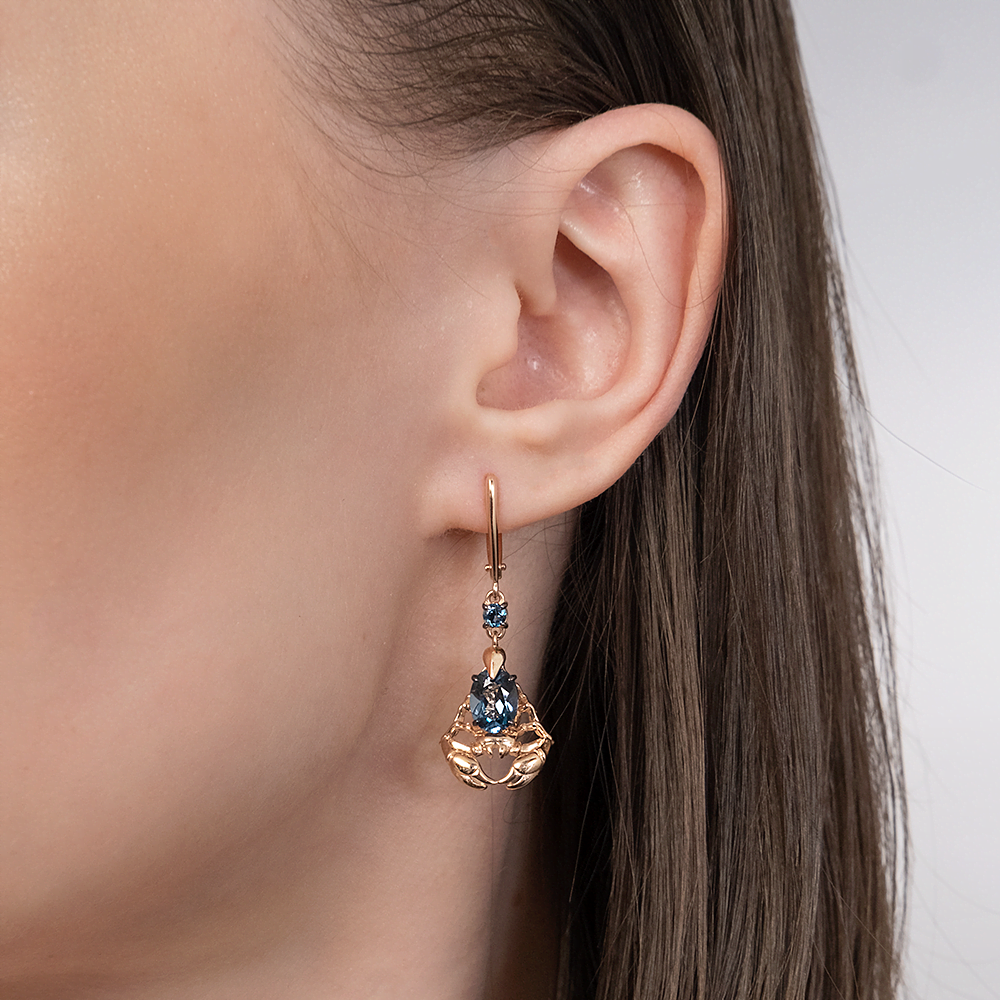 Серьги «Скорпионы» из красного золота с топазами 02-5279-00-201-1110
