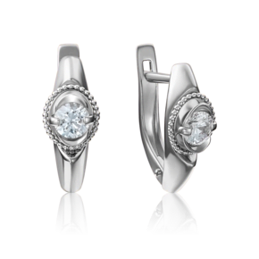 Серьги с английским замком из белого золота с бриллиантом 02-4215-00-101-1120-30