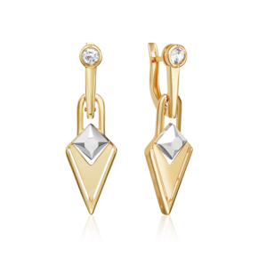 Серьги с английским замком из комбинированного золота с натуральным топазом white 02-5035-00-201-1121