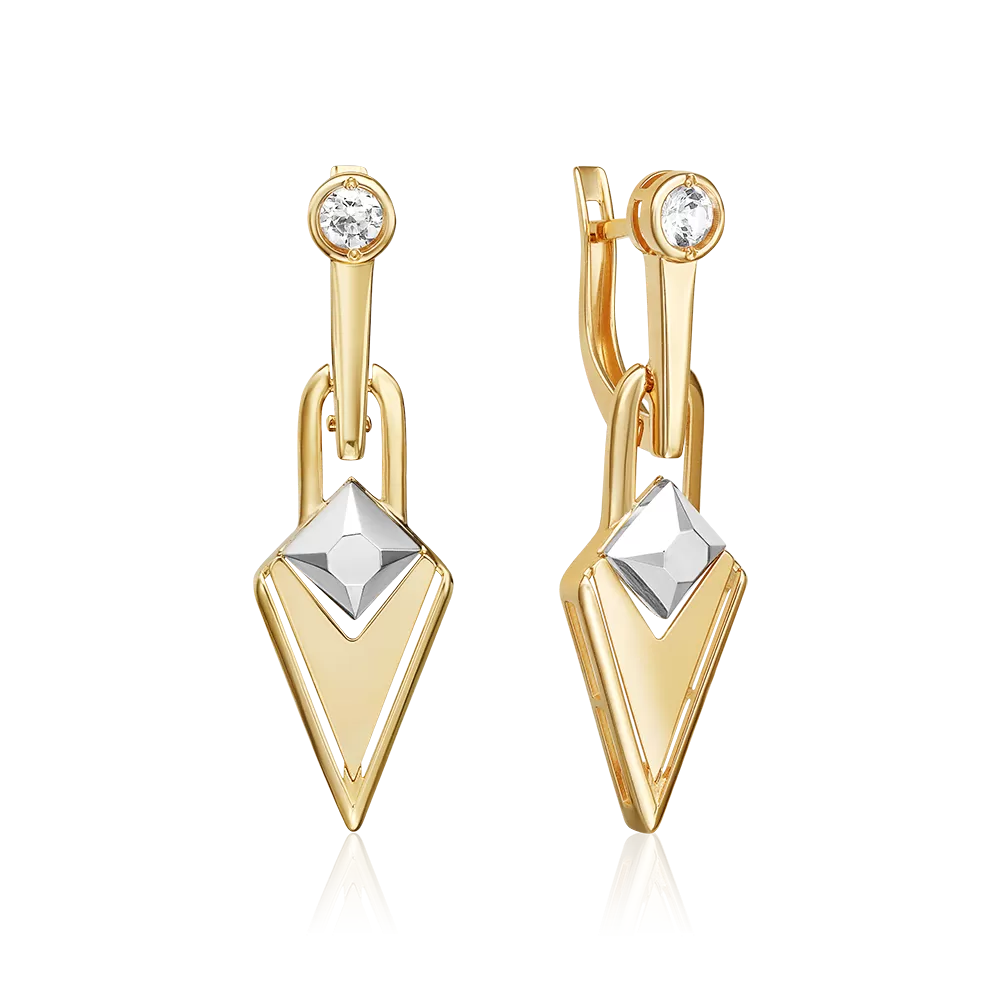 Серьги с английским замком из комбинированного золота с натуральным топазом white 02-5035-00-201-1121