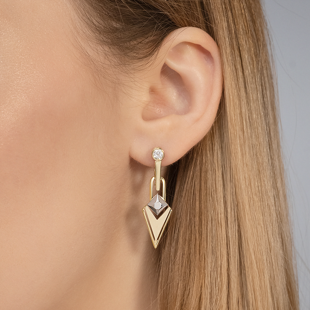 Серьги с английским замком из комбинированного золота с натуральным топазом white 02-5035-00-201-1121