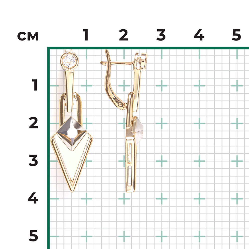 Серьги с английским замком из комбинированного золота с натуральным топазом white 02-5035-00-201-1121