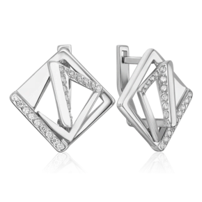 Серьги с английским замком из серебра с фианитами 02-5144-00-401-0200