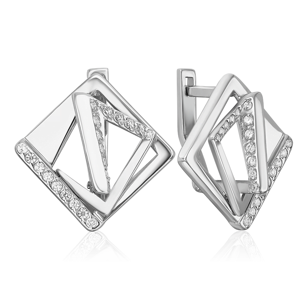 Серьги с английским замком из серебра с фианитами 02-5144-00-401-0200