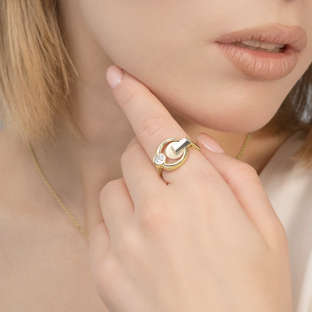 Кольцо из комбинированного золота с натуральным топазом white 01-5620-00-201-1121