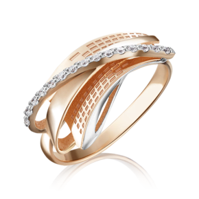 Кольцо из красного золота с фианитами 01-5077-00-401-1110-65
