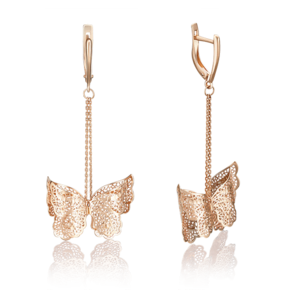 Серьги «Бабочки» с английским замком из красного золота 02-3641-00-000-1110-65