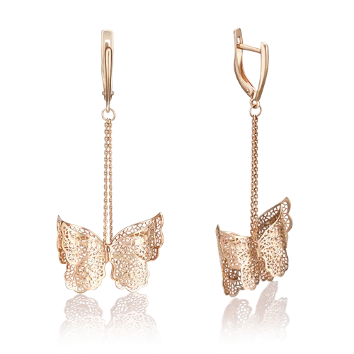 Серьги «Бабочки» с английским замком из красного золота 02-3641-00-000-1110-65