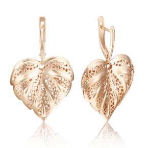 Серьги «Листья» с английским замком из красного золота 02-3661-00-000-1110-65