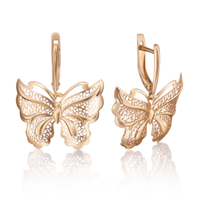 Серьги «Бабочки» с английским замком из красного золота 02-3689-00-000-1110-65