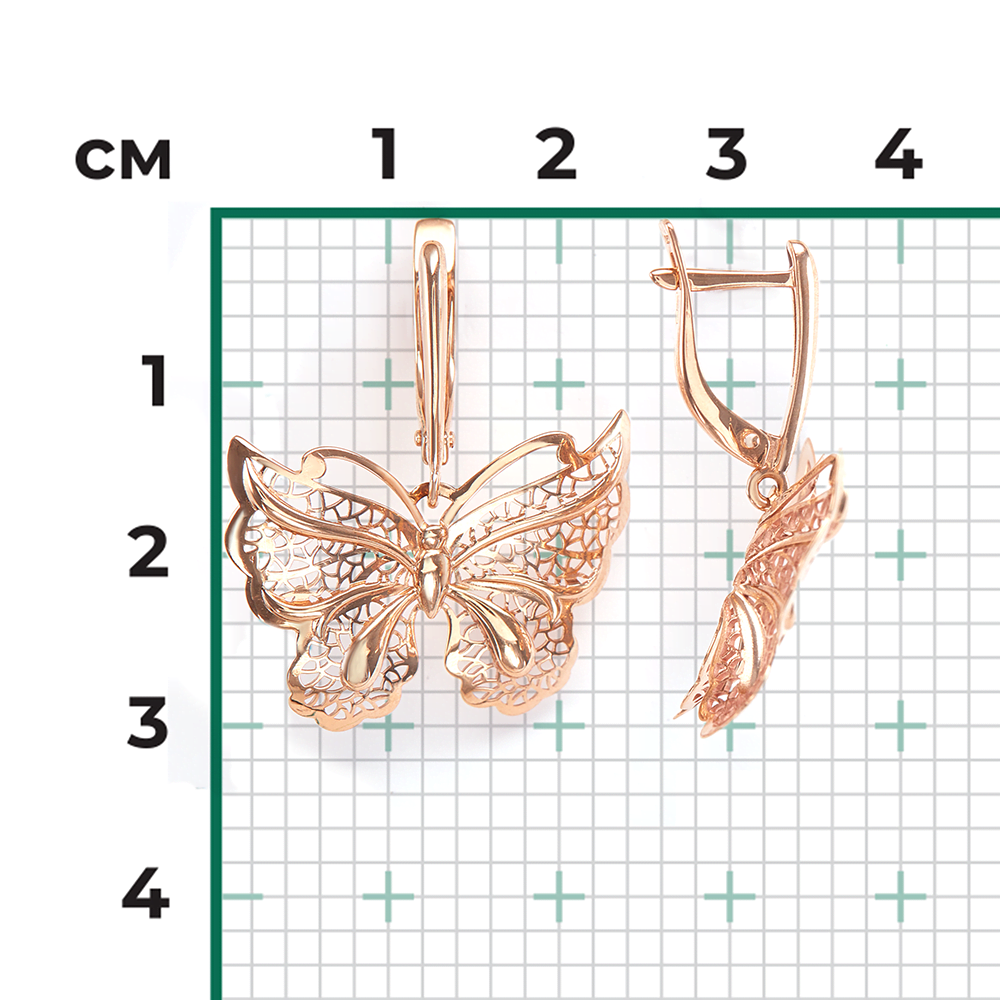 Серьги «Бабочки» с английским замком из красного золота 02-3689-00-000-1110-65