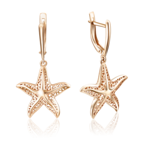 Серьги «Морские звёзды» с английским замком из красного золота 02-3697-00-000-1110-65