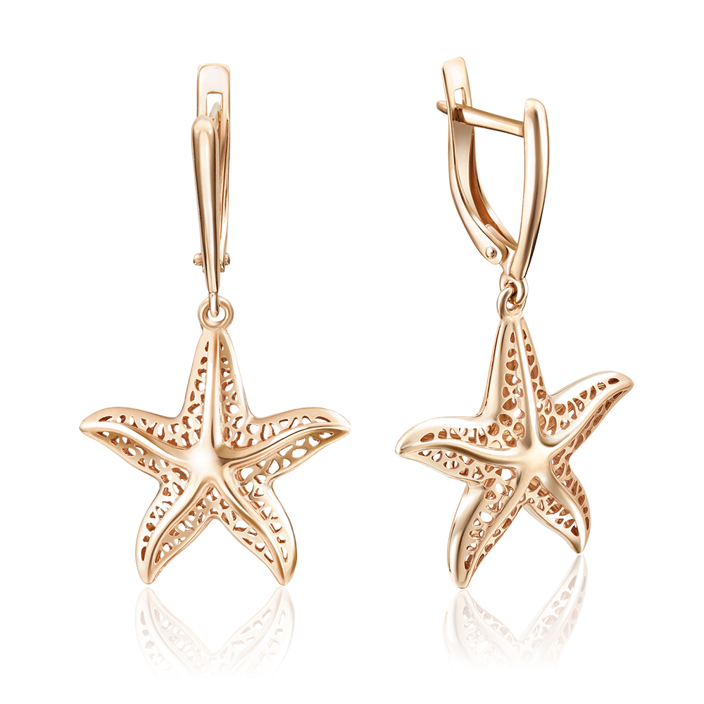 Серьги «Морские звёзды» с английским замком из красного золота 02-3697-00-000-1110-65