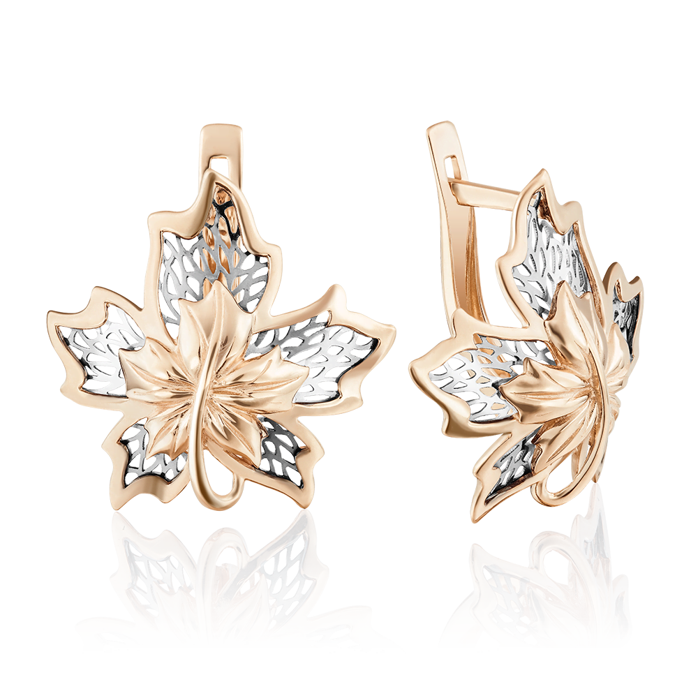 Серьги «Кленовые листья» с английским замком из красного золота 02-3706-00-000-1110-65