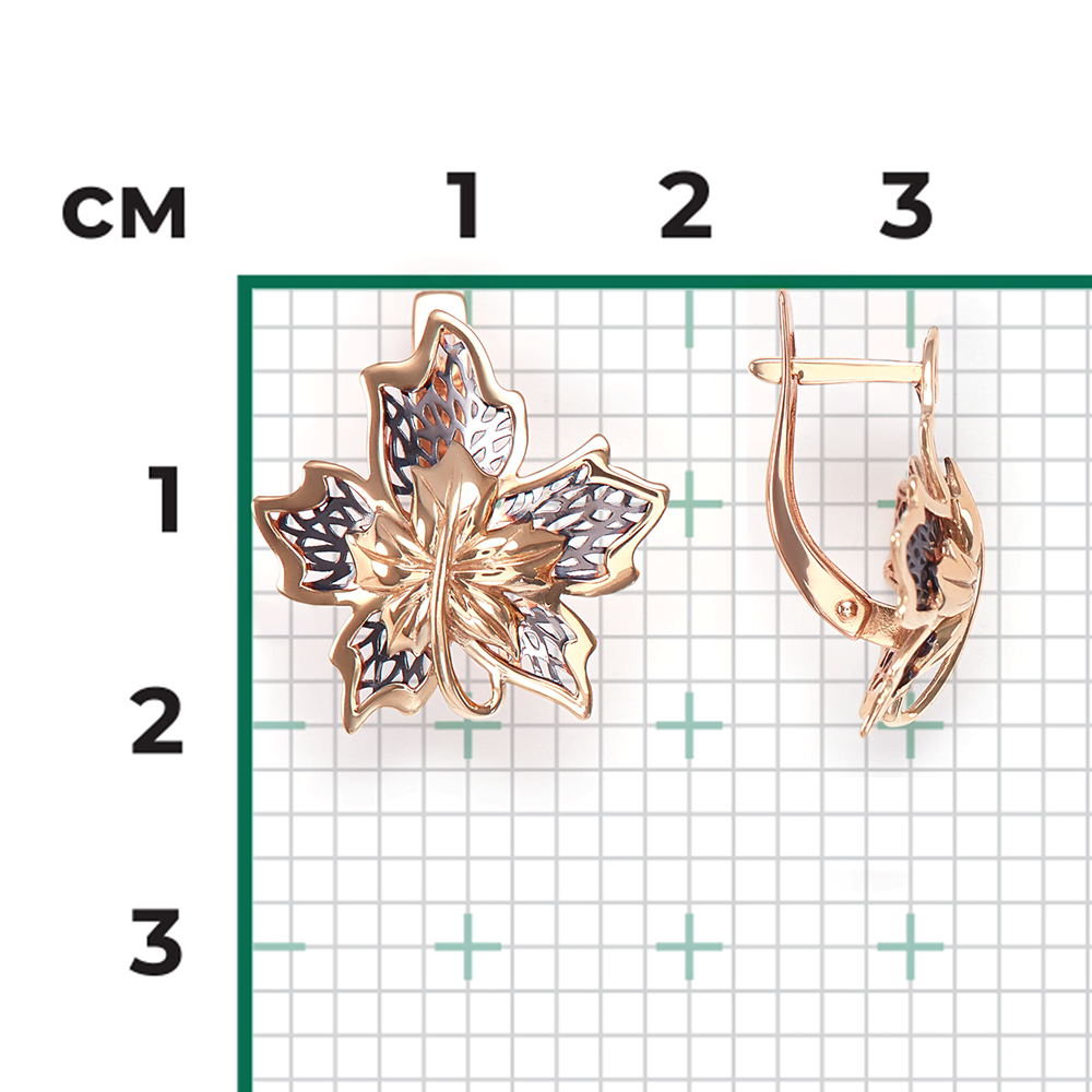 Серьги «Кленовые листья» с английским замком из красного золота 02-3706-00-000-1110-65