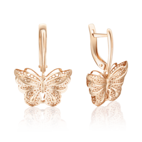 Серьги «Бабочки» с английским замком из красного золота 02-3742-00-000-1110-65