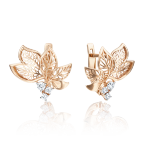 Серьги с английским замком из красного золота с фианитами 02-3764-00-401-1110-65