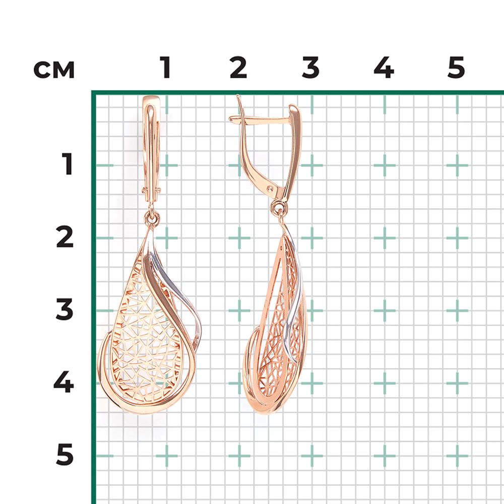 Серьги с английским замком из красного золота 02-3770-00-000-1110-65
