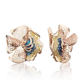 Серьги с английским замком из красного золота с фианитами 02-3784-00-404-1110-65