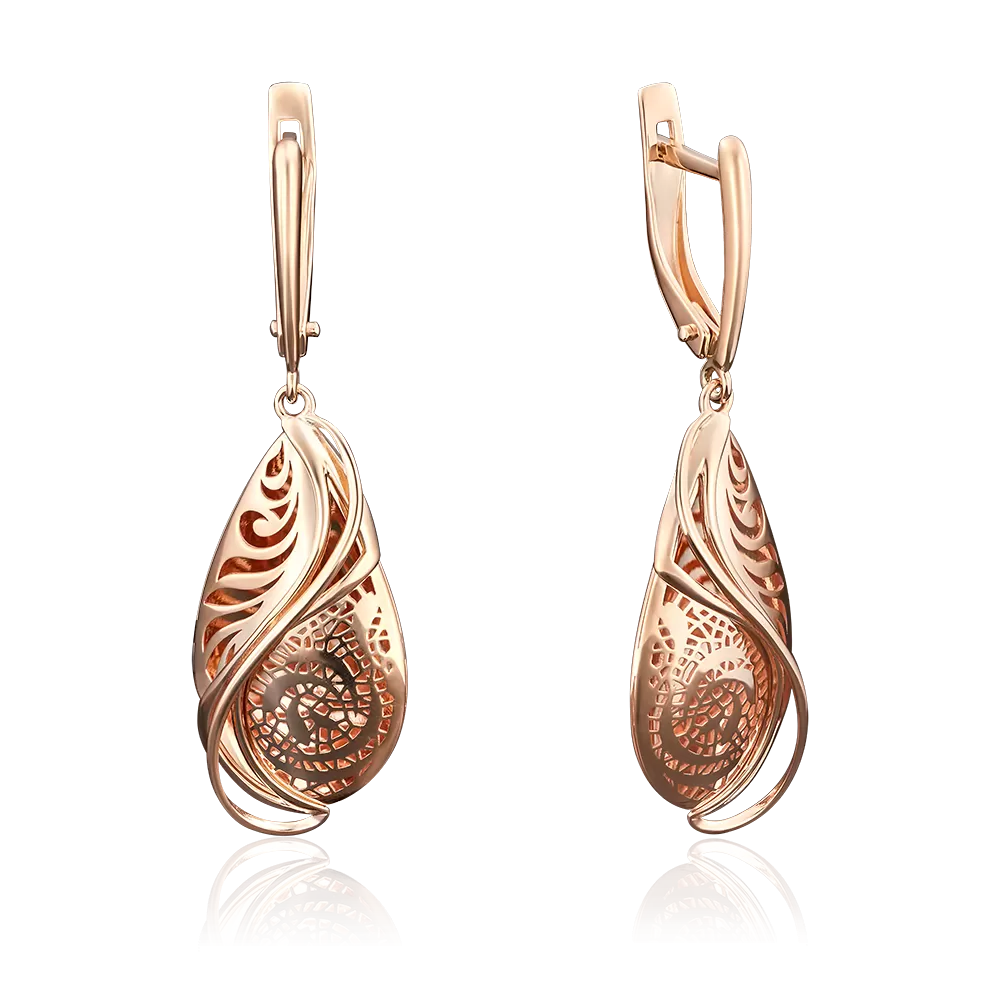 Серьги с английским замком из красного золота 02-3789-00-000-1110-65